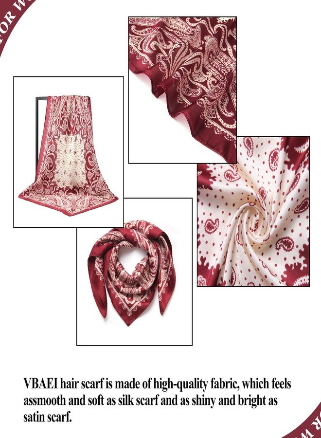 VBAEI 1 Pcs 27.5" Women Head Scarf Silk Like Stain Bandana Sleeping Hair Wrap Hair Scarf for Women(Deep Red) - Image 3
